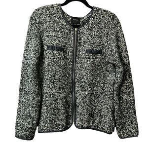 Koton zip front tweed knit sweater cardigan